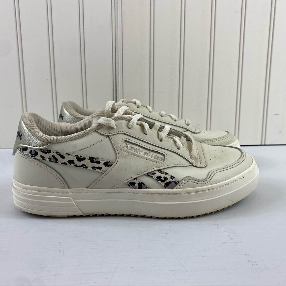 Reebok Women's Club Memt Bold H02786 Beige Leopard Print Sneaker Shoes Size 7.5